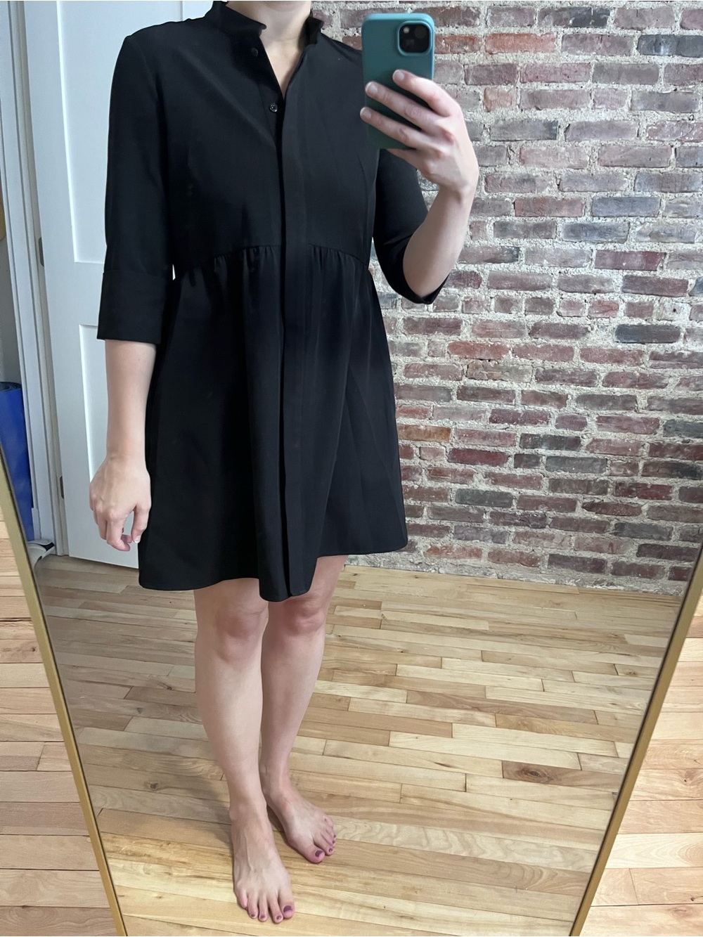 The Tuckernuck Black Stretch Crepe Royal Shirt Dress